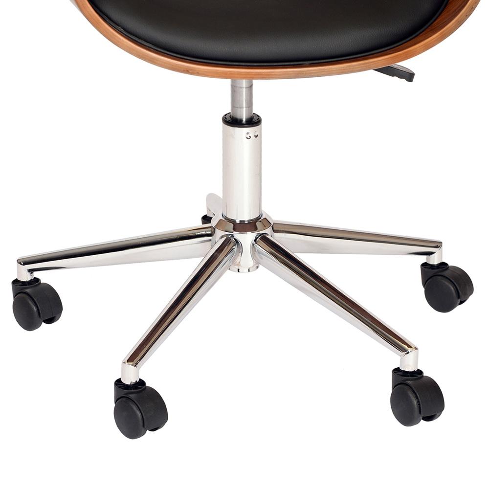 Armen Living - Julian Modern Office Chair In Chrome Finish with Black Faux Leather And Walnut Veneer Back - LCJUOFCHBL veiw 3