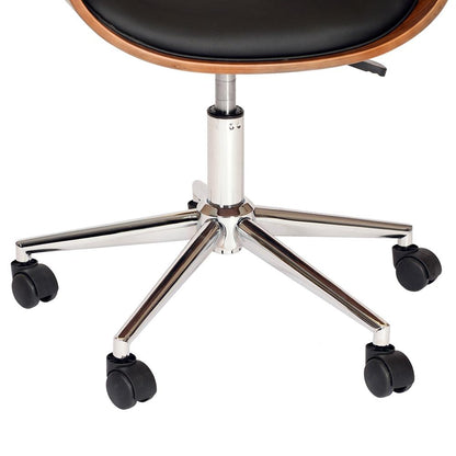 Armen Living - Julian Modern Office Chair In Chrome Finish with Black Faux Leather And Walnut Veneer Back - LCJUOFCHBL veiw 3