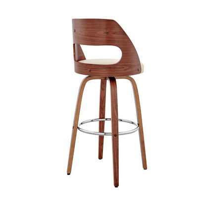 Armen Living  - Julius 30in Cream Faux Leather and Walnut Wood Bar Stool - LCJUBAWACR30 veiw 2