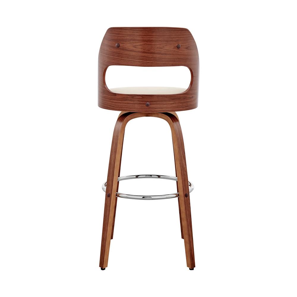 Armen Living  - Julius 30in Cream Faux Leather and Walnut Wood Bar Stool - LCJUBAWACR30 veiw 3