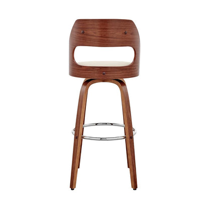 Armen Living  - Julius 30in Cream Faux Leather and Walnut Wood Bar Stool - LCJUBAWACR30 veiw 3