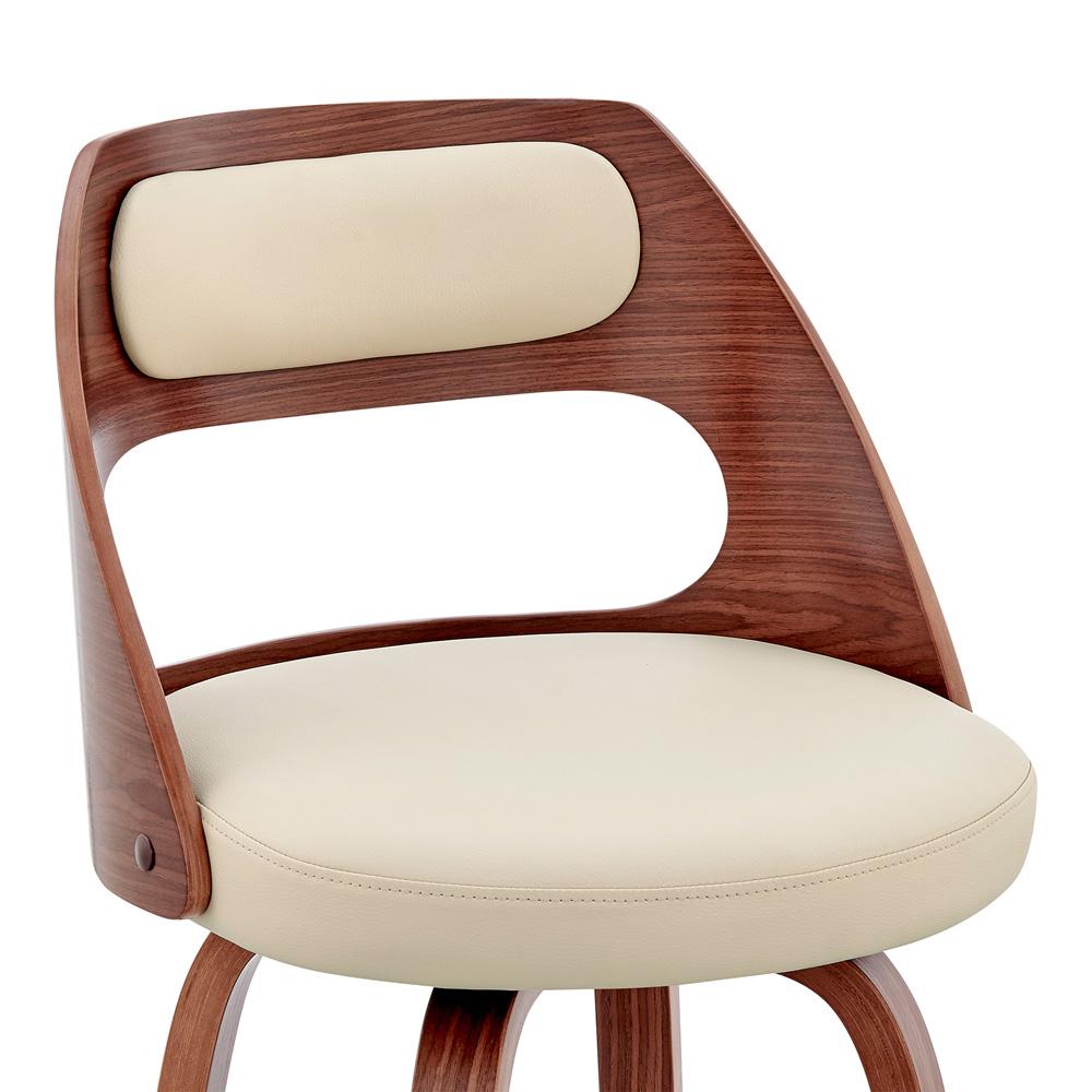 Armen Living  - Julius 30in Cream Faux Leather and Walnut Wood Bar Stool - LCJUBAWACR30 veiw 4