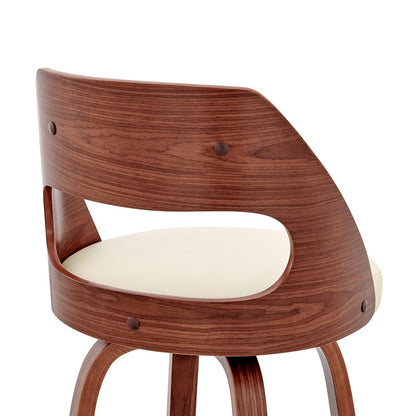 Armen Living  - Julius 30in Cream Faux Leather and Walnut Wood Bar Stool - LCJUBAWACR30 veiw 5