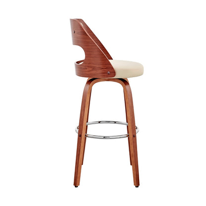 Armen Living  - Julius 30in Cream Faux Leather and Walnut Wood Bar Stool - LCJUBAWACR30 veiw 7