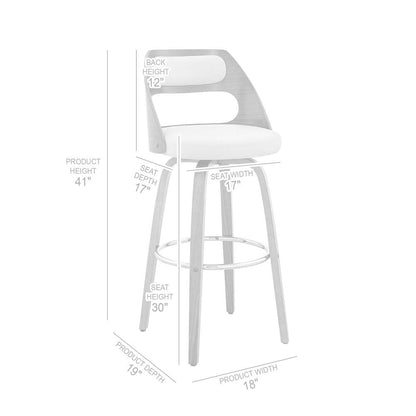 Armen Living  - Julius 30in Cream Faux Leather and Walnut Wood Bar Stool - LCJUBAWACR30 veiw 10