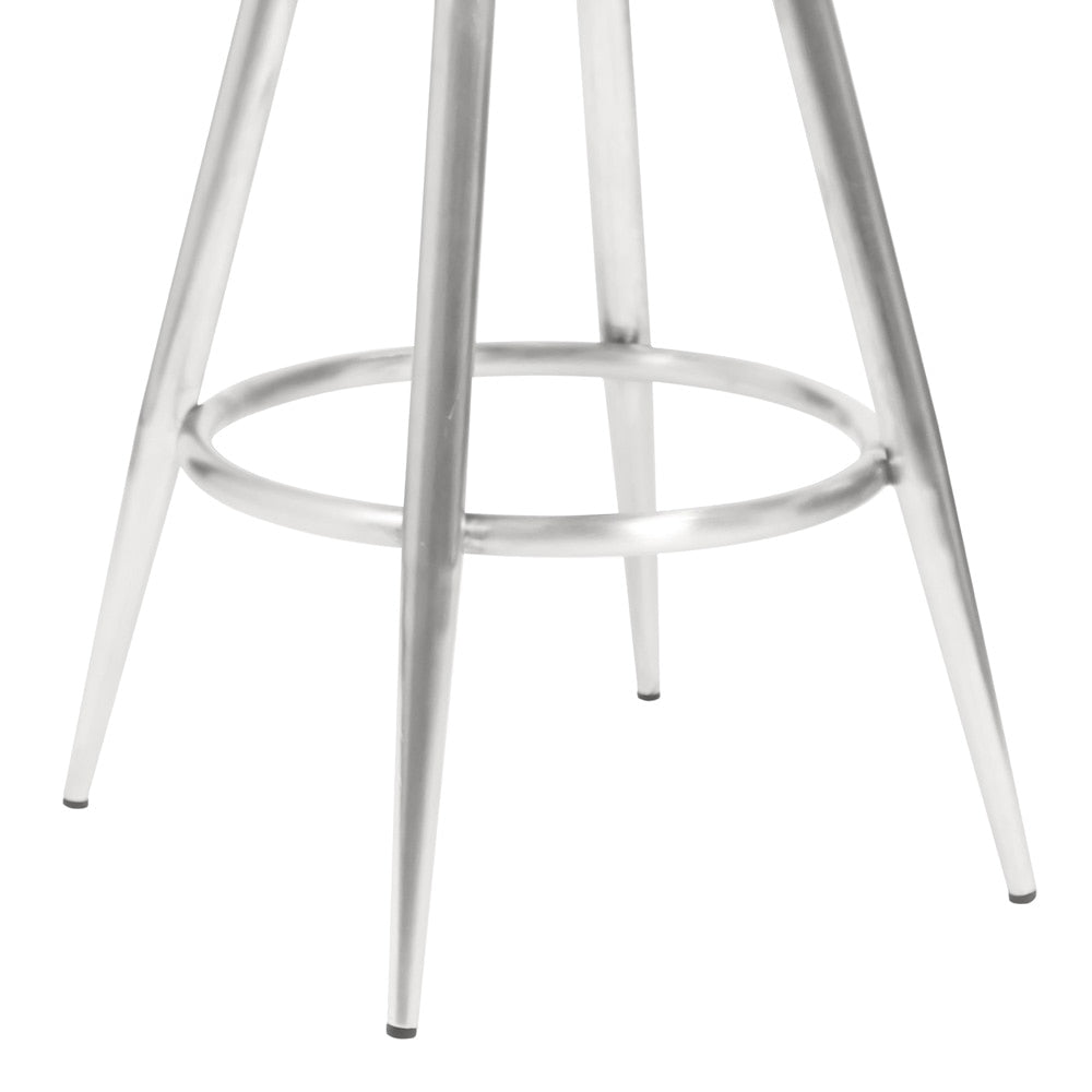 Armen Living - Justin 26in Counter Height Swivel Vintage Grey Faux Leather Bar Stool with Brushed Stainless Steel Legs - LCJTBABSVG26 veiw 5