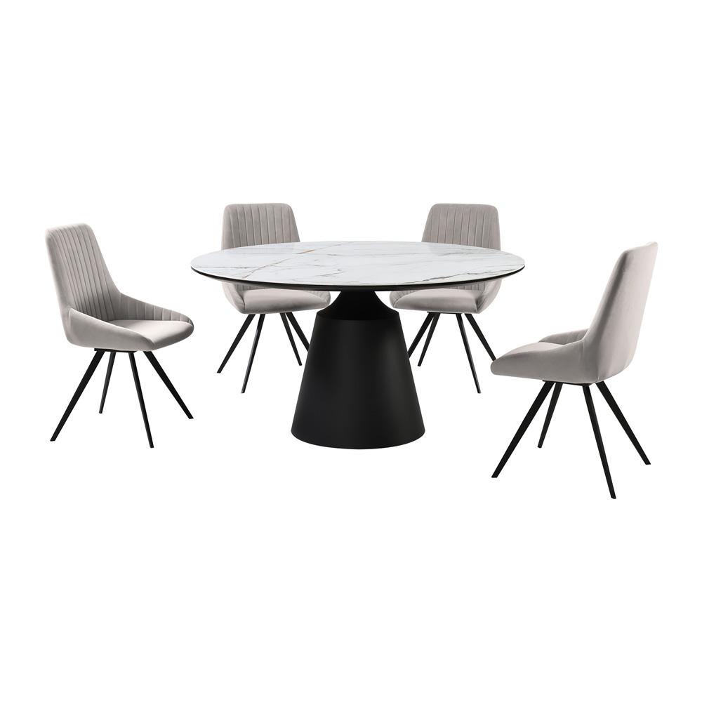 Armen Living - Knox Alison 5 Piece Dining Set with Gray Velvet Chairs - SETKNAI5GB veiw 1