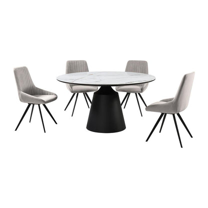 Armen Living - Knox Alison 5 Piece Dining Set with Gray Velvet Chairs - SETKNAI5GB veiw 1