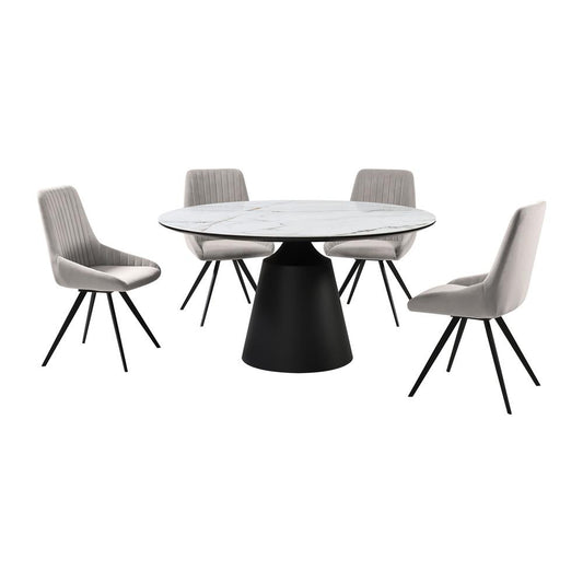 Armen Living - Knox Alison 5 Piece Dining Set with Gray Velvet Chairs - SETKNAI5GB veiw 1