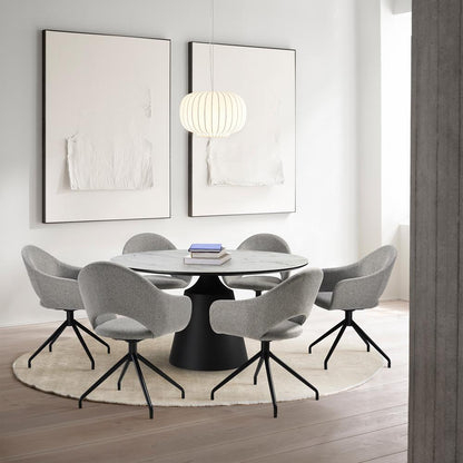 Armen Living - Knox Pria 7 Piece Dining Set with Stone Top and Gray Fabric Chairs - SETKNPR7GB veiw 8