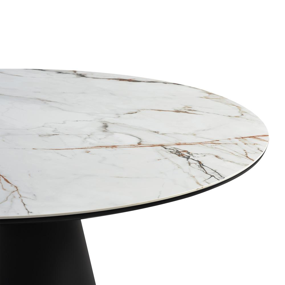 Armen Living - Knox Round Dining Table with Stone Top and Black Metal Base - LCKNDIBLKSR veiw 3
