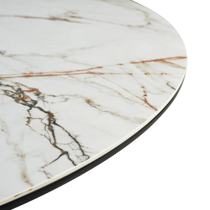 Armen Living - Knox Round Dining Table with Stone Top and Black Metal Base - LCKNDIBLKSR veiw 5