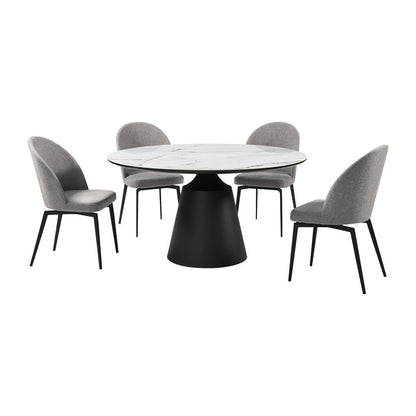 Armen Living - Knox Sunny 5 Piece Dining Set with Gray Fabric Chairs - SETKNSN5GB veiw 1