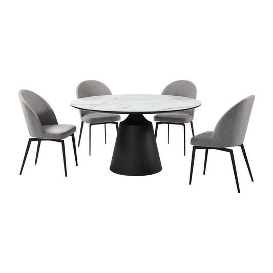Armen Living - Knox Sunny 5 Piece Dining Set with Gray Fabric Chairs - SETKNSN5GB veiw 1