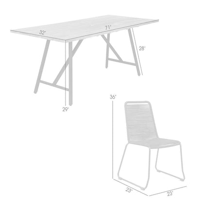 Armen Living - Koala and Shasta 5 Piece Dining Set in Dark Eucalyptus and Metal with Black Rope - 840254332362 veiw 7