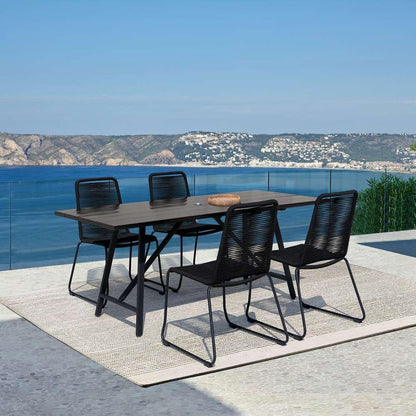 Armen Living - Koala and Shasta 5 Piece Dining Set in Dark Eucalyptus and Metal with Black Rope - 840254332362 veiw 8