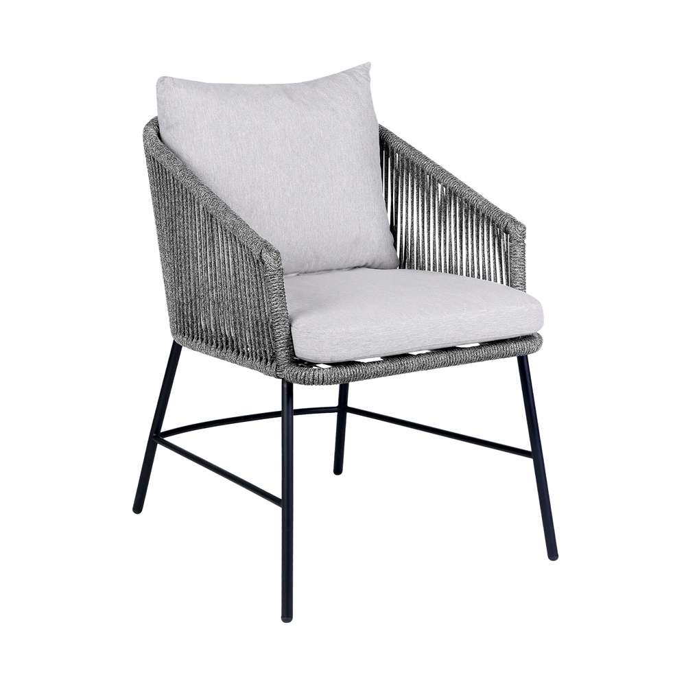 Armen Living - Koala Calica and Camino 6 Piece Outdoor Dining Set with Dark Eucalyptus Wood and Grey Rope and Cushions - 840254333802 veiw 2