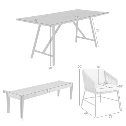 Armen Living - Koala Calica and Camino 6 Piece Outdoor Dining Set with Dark Eucalyptus Wood and Grey Rope and Cushions - 840254333802 veiw 9