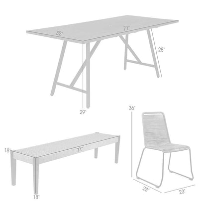 Armen Living - Koala Shasta and Camino 6 Piece Outdoor Dining Set in Dark Eucalyptus Wood with Grey Rope - 840254333840 veiw 9