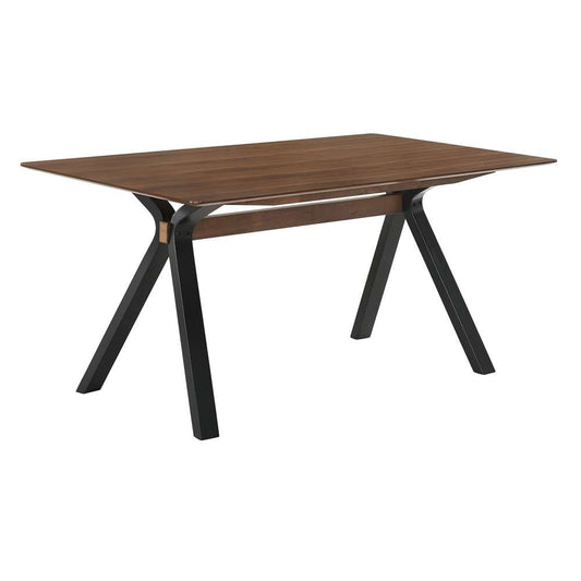 Armen Living - Laredo 63in Mid-Century Modern Walnut Wood Dining Table with Black Legs - LCLRDIWA veiw 1