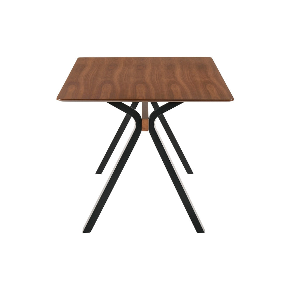 Armen Living - Laredo 63in Mid-Century Modern Walnut Wood Dining Table with Black Legs - LCLRDIWA veiw 3