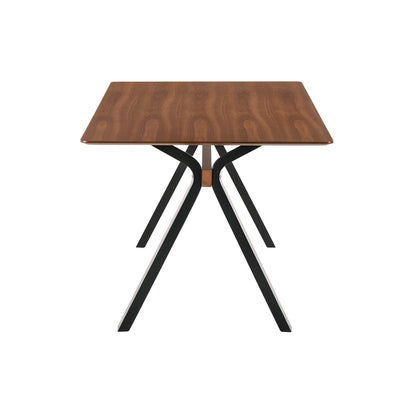 Armen Living - Laredo 63in Mid-Century Modern Walnut Wood Dining Table with Black Legs - LCLRDIWA veiw 3