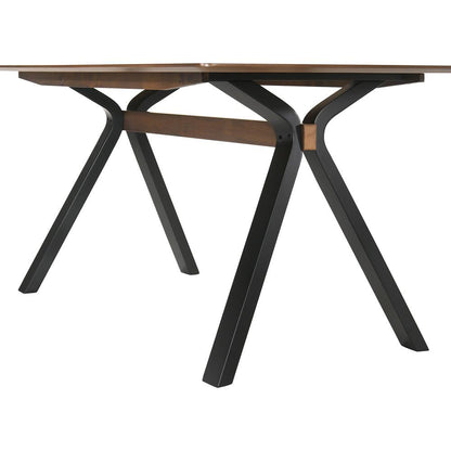 Armen Living - Laredo 63in Mid-Century Modern Walnut Wood Dining Table with Black Legs - LCLRDIWA veiw 4