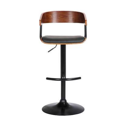 Armen Living  - Larisa Adjustable Walnut Wood Bar Stool in Black Faux Leather with Black Metal - LCLABAWABLK veiw 2