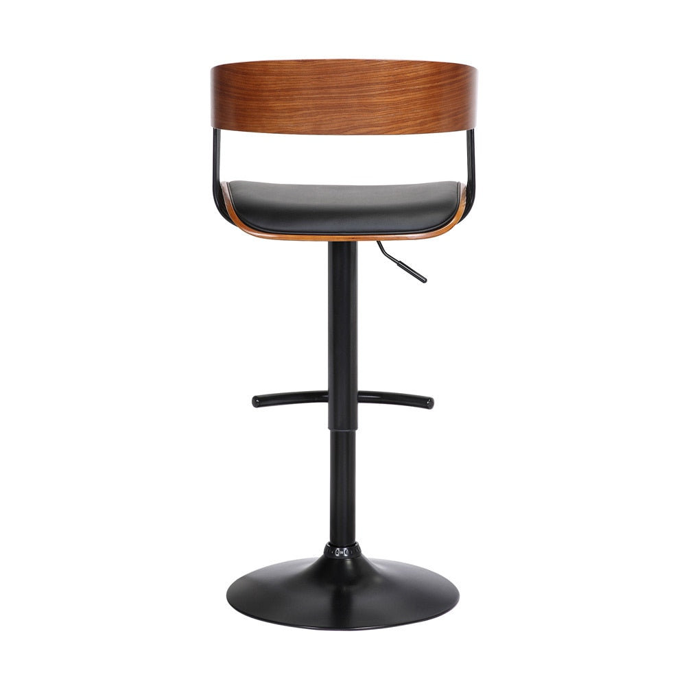Armen Living  - Larisa Adjustable Walnut Wood Bar Stool in Black Faux Leather with Black Metal - LCLABAWABLK veiw 5