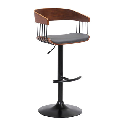 Armen Living - Larisa Adjustable Walnut Wood Bar Stool in Gray Faux Leather with Black Metal - LCLABAWAGRY veiw 1