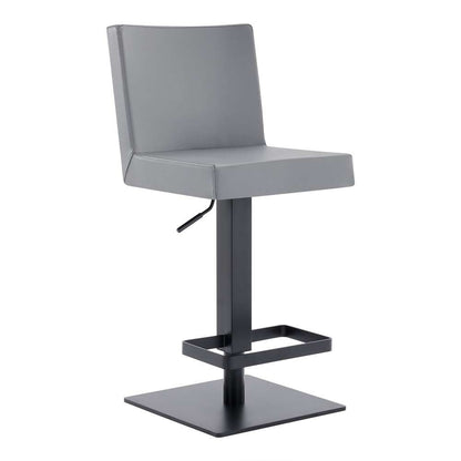Armen Living - Legacy Adjustable Height Swivel Grey Faux Leather and Black Metal Bar Stool - LCLGSWBAMBGR veiw 1