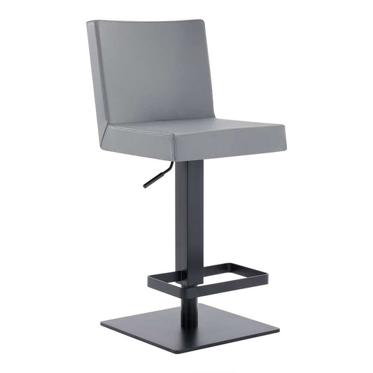 Armen Living - Legacy Adjustable Height Swivel Grey Faux Leather and Black Metal Bar Stool - LCLGSWBAMBGR veiw 1