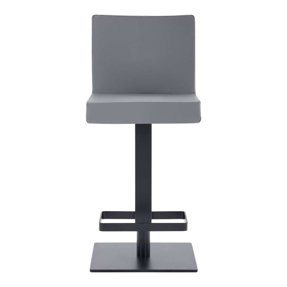 Armen Living - Legacy Adjustable Height Swivel Grey Faux Leather and Black Metal Bar Stool - LCLGSWBAMBGR veiw 2