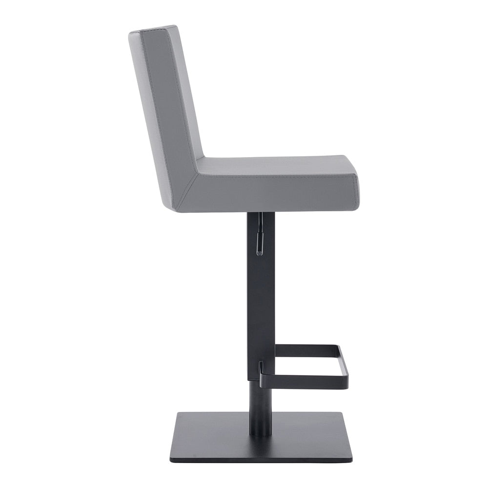 Armen Living - Legacy Adjustable Height Swivel Grey Faux Leather and Black Metal Bar Stool - LCLGSWBAMBGR veiw 3