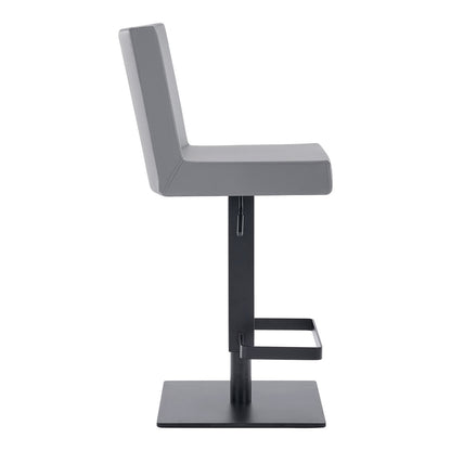 Armen Living - Legacy Adjustable Height Swivel Grey Faux Leather and Black Metal Bar Stool - LCLGSWBAMBGR veiw 3