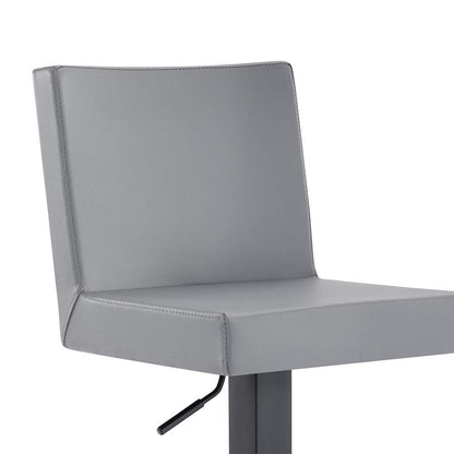 Armen Living - Legacy Adjustable Height Swivel Grey Faux Leather and Black Metal Bar Stool - LCLGSWBAMBGR veiw 5