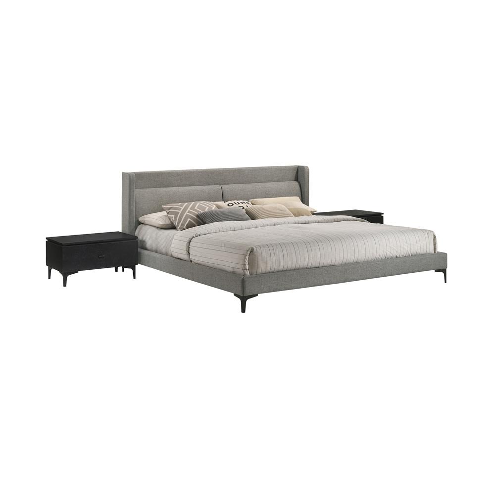 Armen Living - Legend 3 Piece Gray Fabric King Platform Bed and Nightstands Bedroom Set - SETLEBDCHKG3A view 1