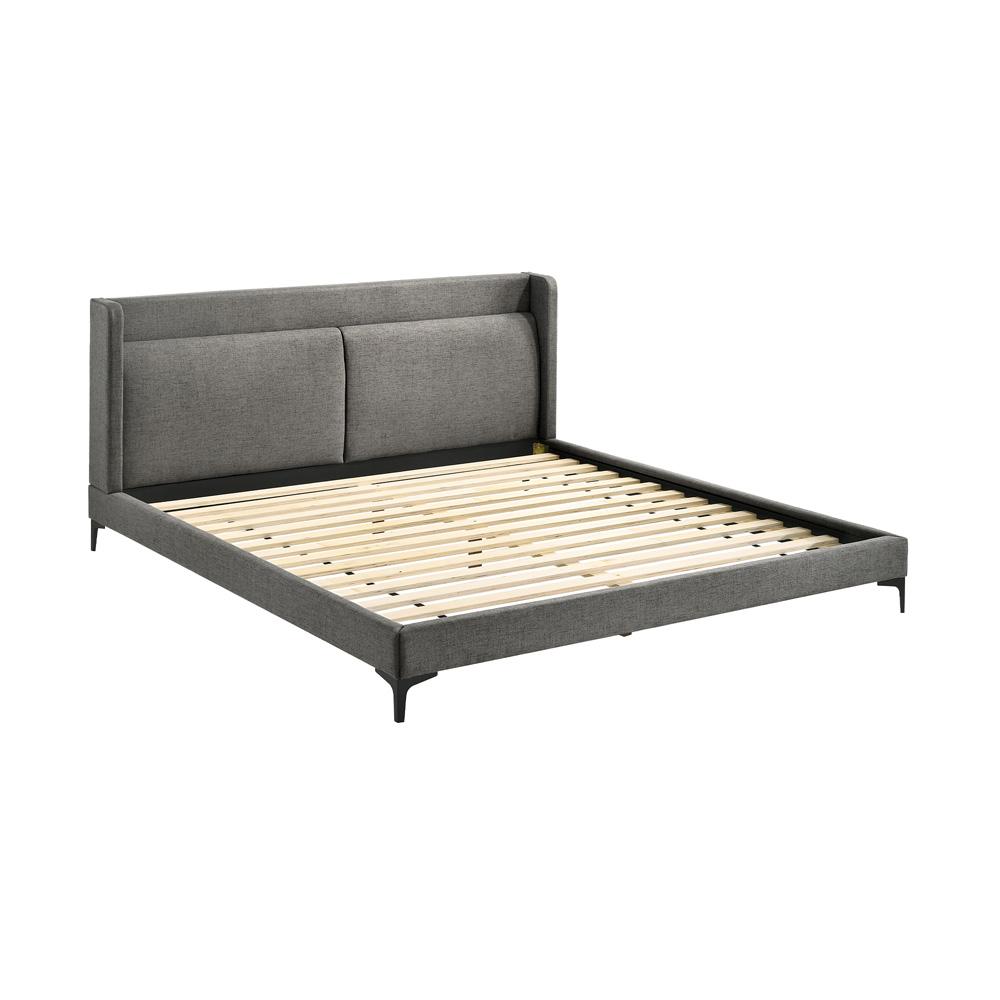 Armen Living - Legend 3 Piece Gray Fabric King Platform Bed and Nightstands Bedroom Set - SETLEBDCHKG3A veiw 2