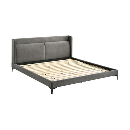 Armen Living - Legend 3 Piece Gray Fabric King Platform Bed and Nightstands Bedroom Set - SETLEBDCHKG3A veiw 2