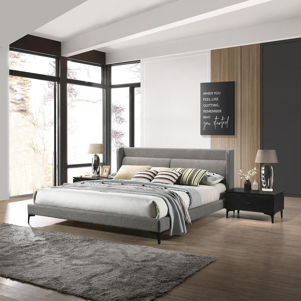 Armen Living - Legend 3 Piece Gray Fabric King Platform Bed and Nightstands Bedroom Set - SETLEBDCHKG3A veiw 9
