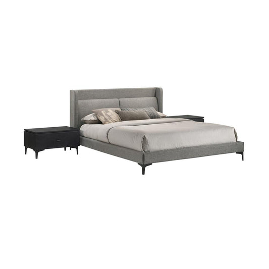 Armen Living - Legend 3 Piece Gray Fabric Queen Platform Bed and Nightstands Bedroom Set - SETLEBDCHQN3A veiw 1