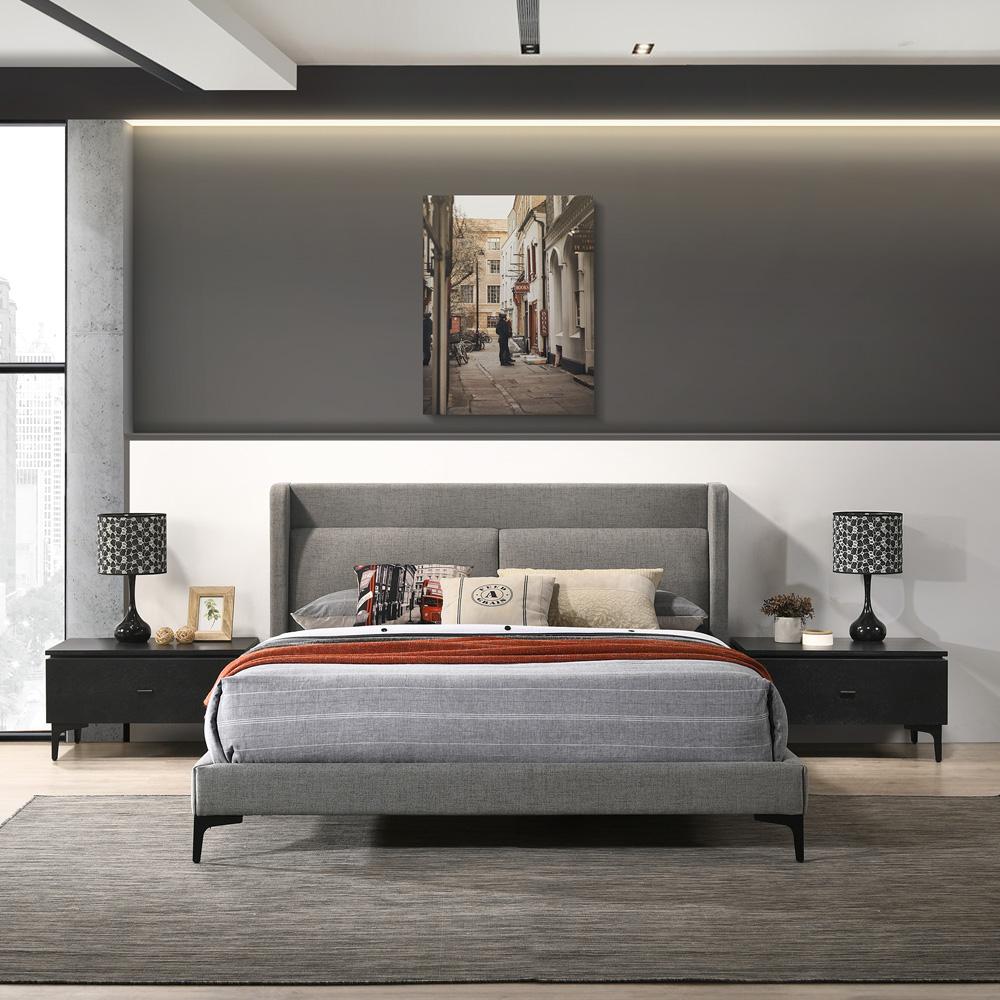 Armen Living Legend Platform Bed and Nightstands Bedroom Set