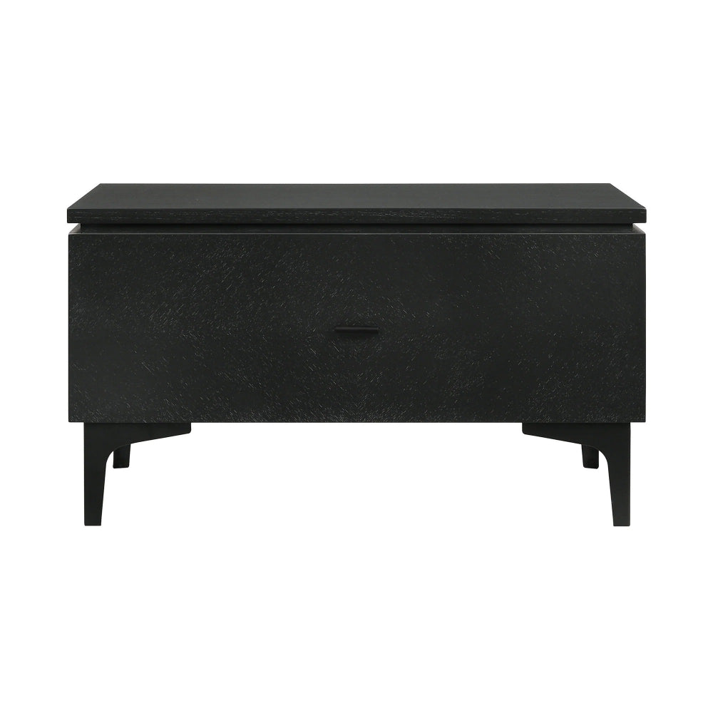 Armen Living - Legend Black Glaze Ash Veneer 1 Drawer Nightstand with Metal Legs - LCLELABL view 6