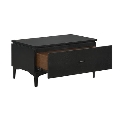 Armen Living - Legend Black Glaze Ash Veneer 1 Drawer Nightstand with Metal Legs - LCLELABL veiw 1