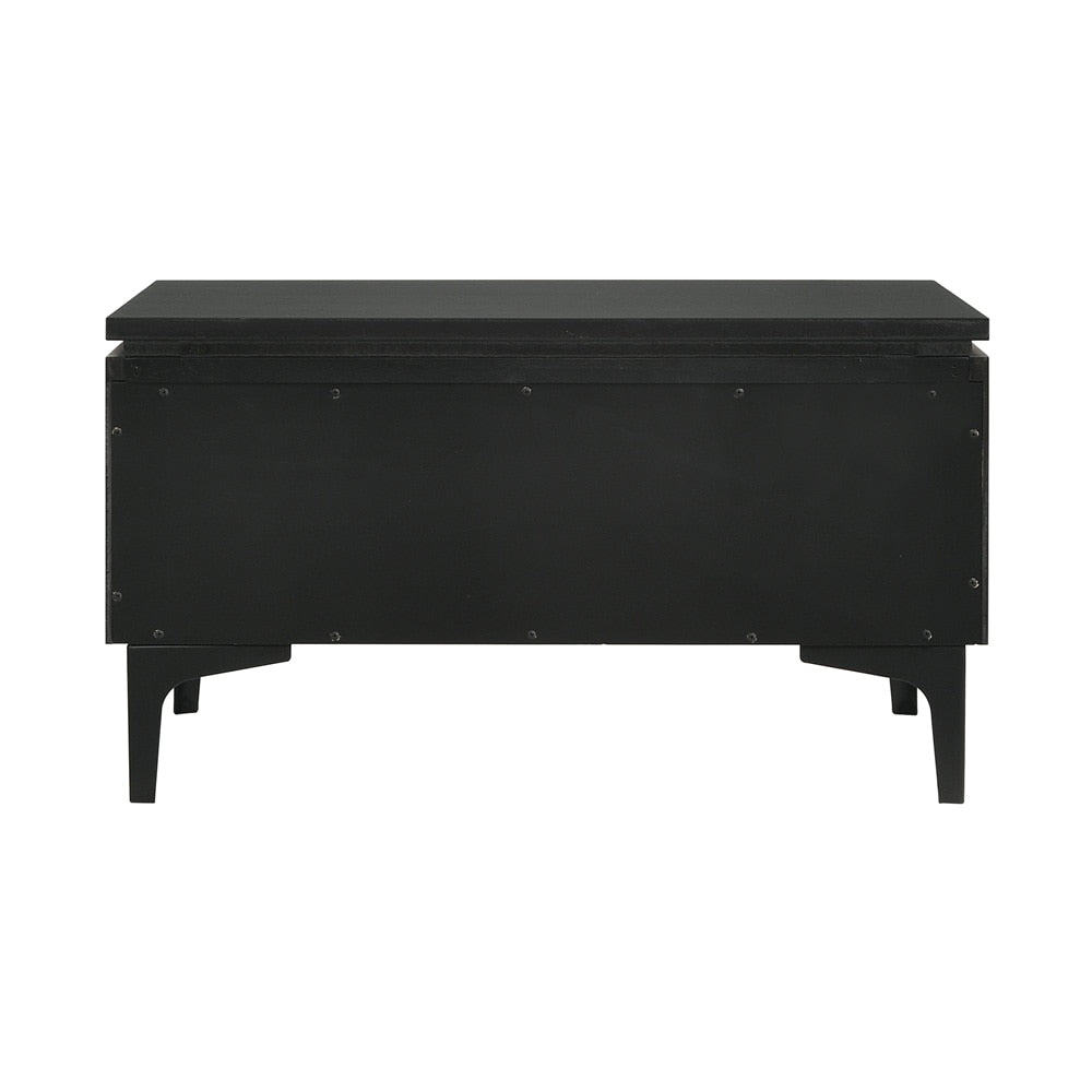 Armen Living - Legend Black Glaze Ash Veneer 1 Drawer Nightstand with Metal Legs - LCLELABL veiw 2