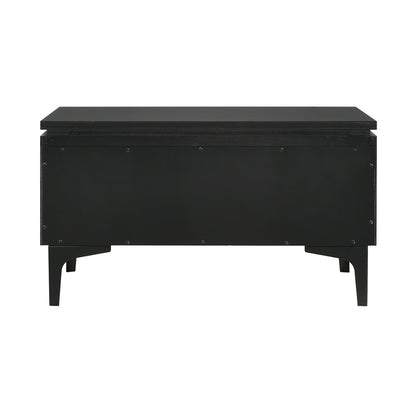 Armen Living - Legend Black Glaze Ash Veneer 1 Drawer Nightstand with Metal Legs - LCLELABL veiw 2