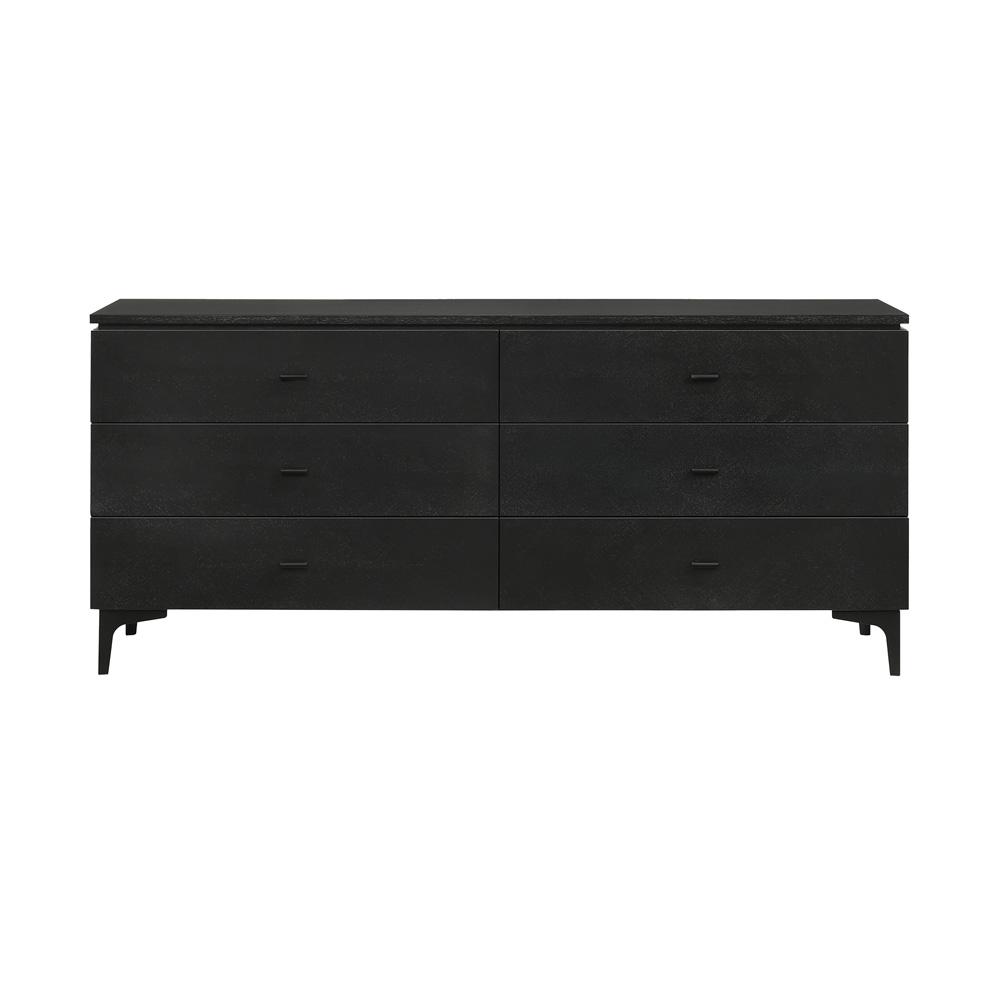 Armen Living - Legend Black Glaze Ash Veneer 6 Drawer Dresser with Metal Legs - LCLEDRBL veiw 1