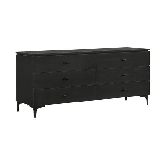 Armen Living - Legend Black Glaze Ash Veneer 6 Drawer Dresser with Metal Legs - LCLEDRBL veiw 2