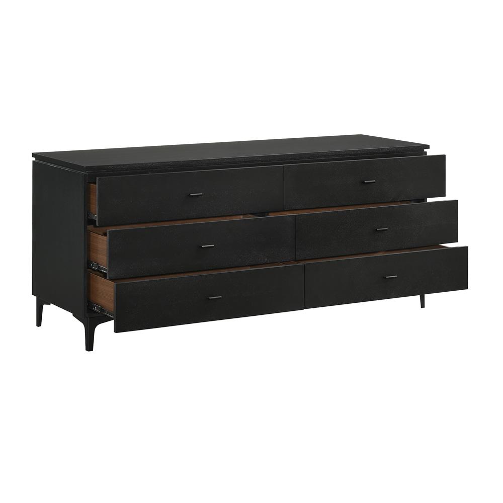 Armen Living - Legend Black Glaze Ash Veneer 6 Drawer Dresser with Metal Legs - LCLEDRBL veiw 3