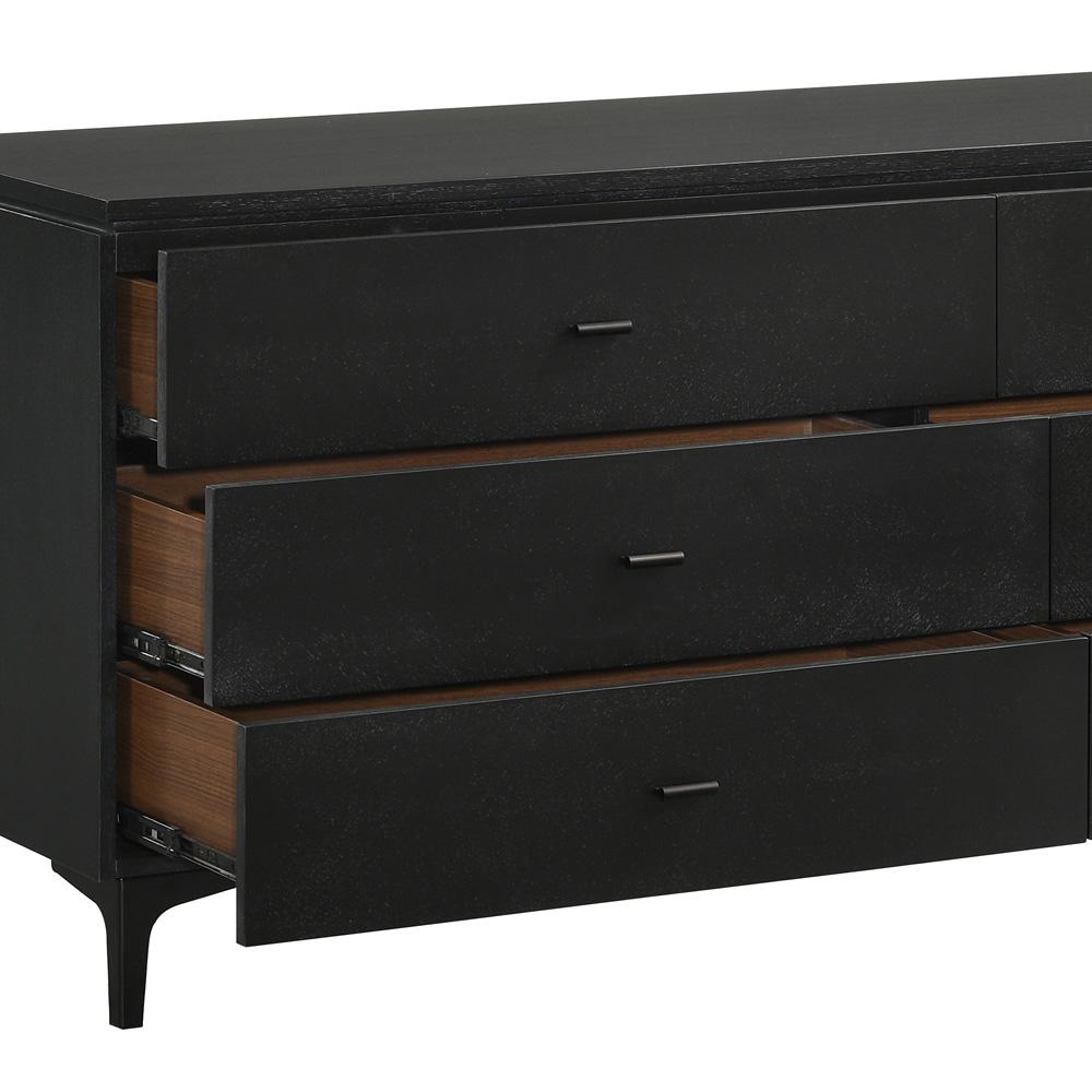 Armen Living - Legend Black Glaze Ash Veneer 6 Drawer Dresser with Metal Legs - LCLEDRBL veiw 5